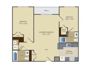 2 Bed A6 | 2 bed 2 bath | from 953 square feet