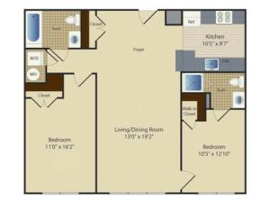 Two Bedroom Two Bath (1008 SF)