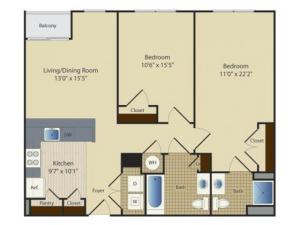 2 Bed B6 | 2 bed 2 bath | from 963 square feet