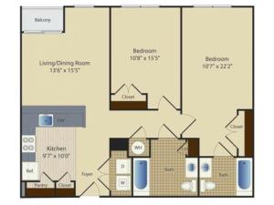 2 Bed B8 | 2 bed 2 bath | from 981 square feet