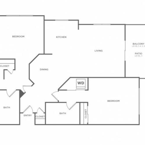 Plan A | 2 bed 2 bath | from 972 square feet