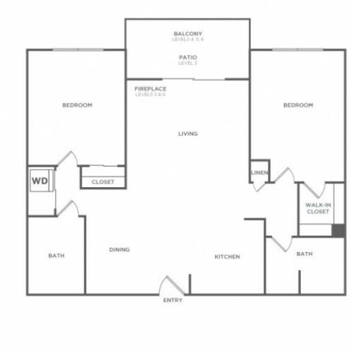 Plan C | 2 bed 2 bath | from 997 square feet