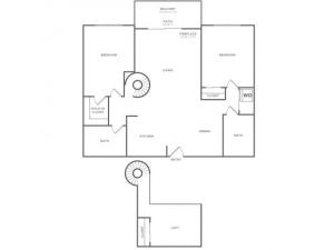 Plan D | 2 bed 2 bath | from 1074 square feet