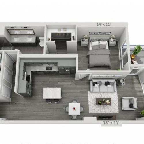 A7-Alt | 1 bed 1 bath | from 944 square feet