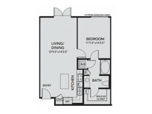 Plan A2 | 1 bed 1 bath | from 762 square feet