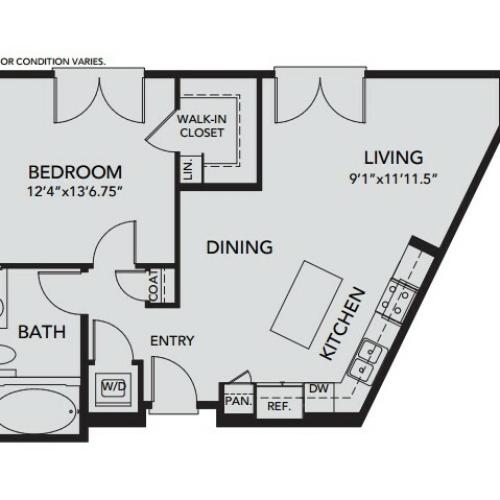 Plan A4 | 1 bed 1 bath | from 756 square feet