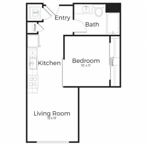 1D | 1 bed 1 bath | from 573 square feet