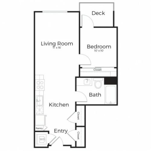 1F | 1 bed 1 bath | from 689 square feet