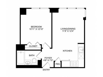 A6 | 1 bed 1 bath | from 580 square feet