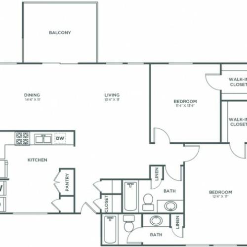 Oak | 2 bed 2 bath | from 1253 square feet