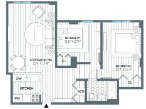 Jefferson | 2 bed 1 bath | from 866 square feet
