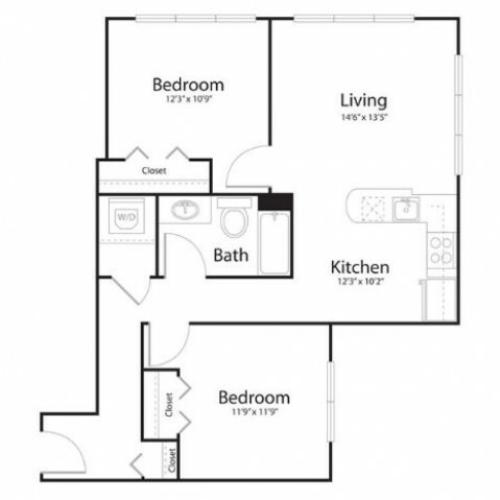 2a2 | 2 bed 2 bath | from 894 square feet