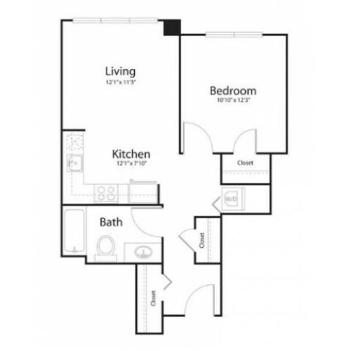 1e1 | 1 bed 1 bath | from 622 square feet