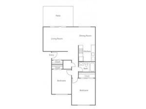 2BD/1BA Plan A | 2 bed 1 bath | from 818 square feet