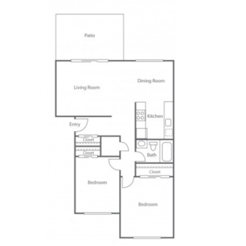 2BD/1BA Plan A | 2 bed 1 bath | from 818 square feet