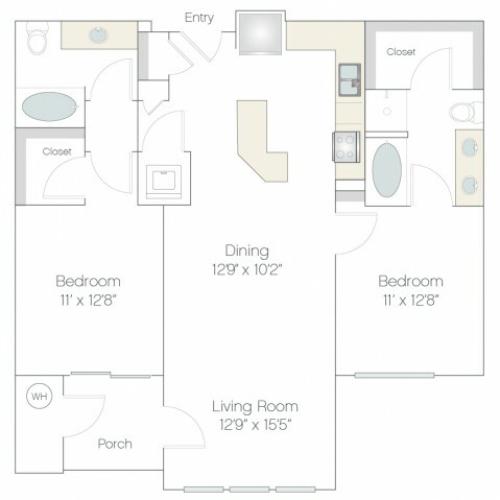 B1 | 2 bed 2 bath | from 1096 square feet
