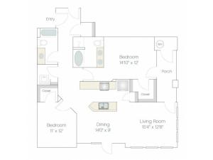 B2 | 2 bed 2 bath | from 1258 square feet