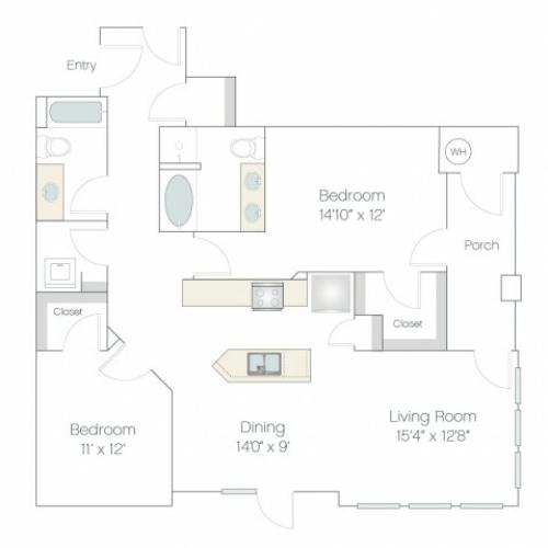 B2 | 2 bed 2 bath | from 1258 square feet