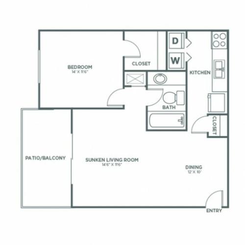1X1 | 1 bed 1 bath | from 826 square feet