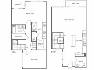 Plan C | 2 bed 2 bath | from 1394 square feet
