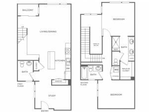 Plan D | 2 bed 2 bath | from 1382 square feet