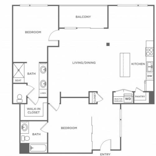 Plan E | 2 bed 2 bath | from 1282 square feet
