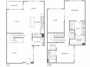Plan G | 2 bed 3 bath | from 1455 square feet