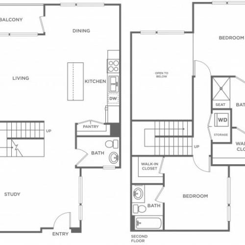 Plan G | 2 bed 3 bath | from 1455 square feet