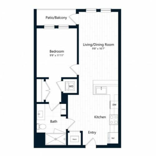 1C | 1 bed 1 bath | from 656 square feet