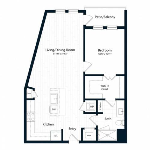 1H | 1 bed 1 bath | from 773 square feet