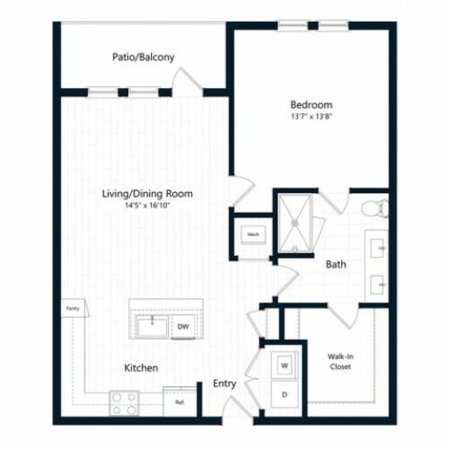 1J | 1 bed 1 bath | from 853 square feet