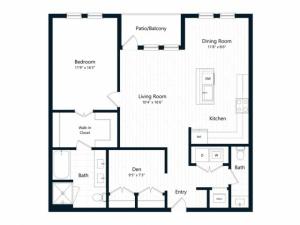 1P | 1 bed 1 bath | from 1069 square feet