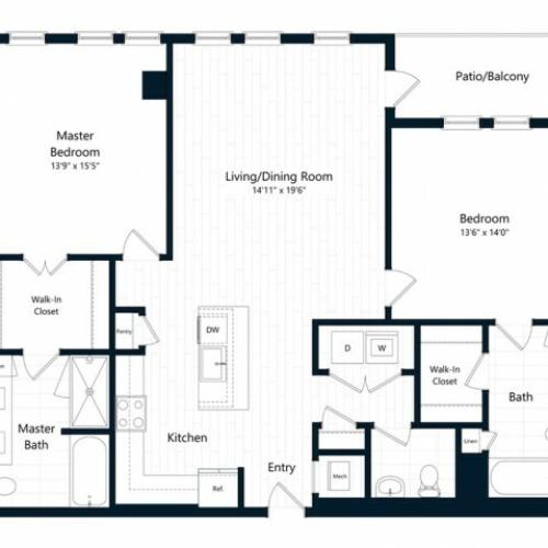 2H | 2 bed 2.5 bath | from 1354 square feet