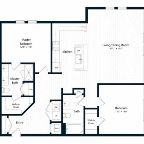 2J | 2 bed 2 bath | from 1413 square feet