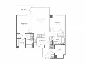Two Bedroom Two Bath With Den (1,103 SF)