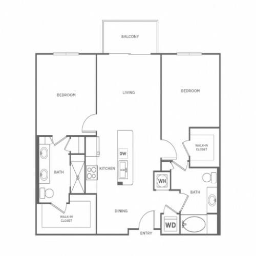 Two Bedroom Two Bath (1062 SF)
