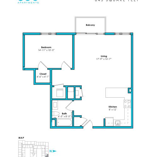 O-1B* | 1 bed 1 bath | from 845 square feet