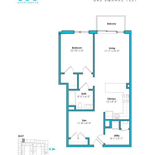 o-1c | 1 bed 1 bath | from 845 square feet