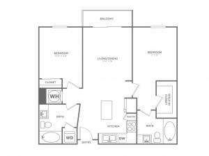 Two Bedroom Two Bath (1049 SF)