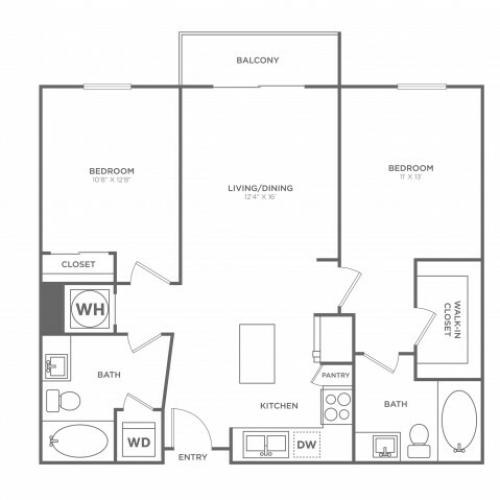 B1 | 2 bed 2 bath | from 1049 square feet