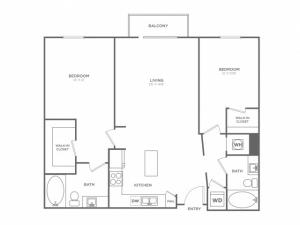 Two Bedroom Two Bath (1213 SF)