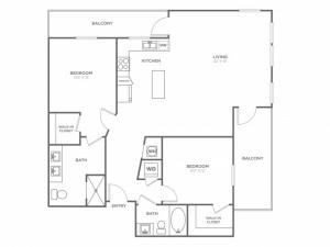 Two Bedroom Two Bath (1358 SF)