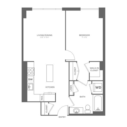A1 | 1 bed 1 bath | from 750 square feet
