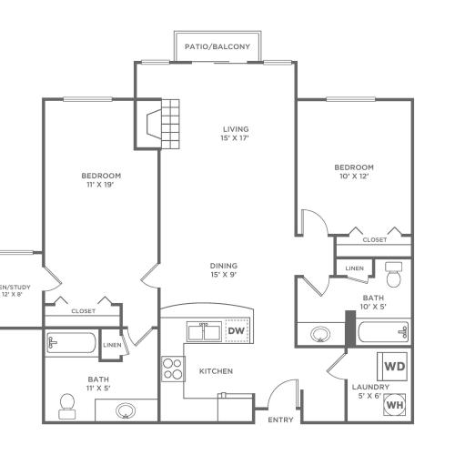 Sinclair w/ Den-Classic | 2 bed 2 bath | from 1,186 sq ft