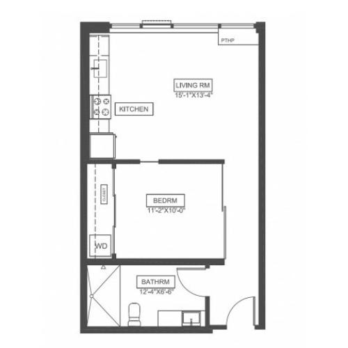 A1 | 1 bed 1 bath | from 511 square feet
