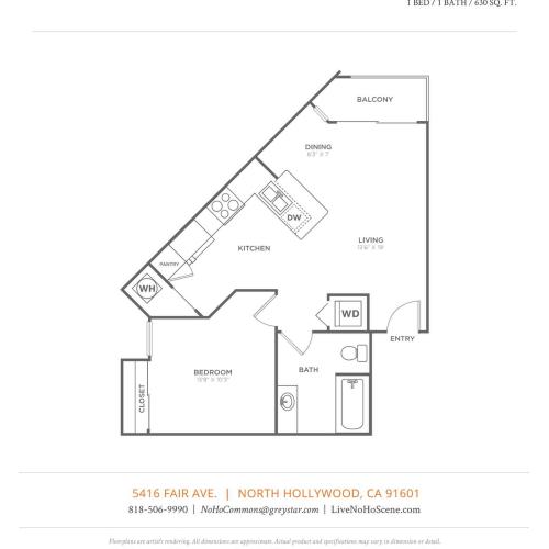 A1 | 1 bed 1 bath | from 630 square feet