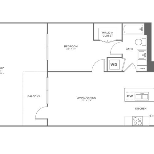 A1 | 1 bed 1 bath | from 738 square feet