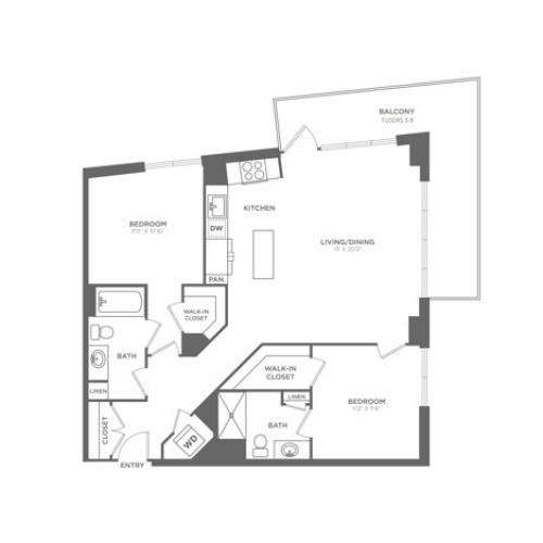 B3 | 2 bed 2 bath | from 1078 square feet