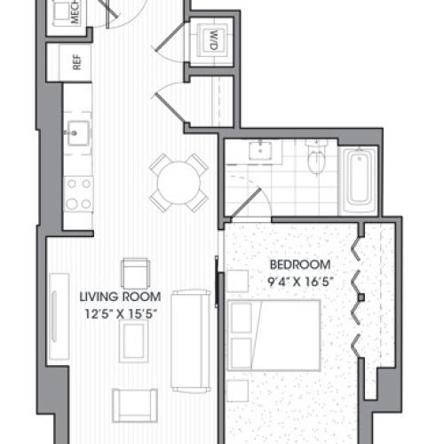 A3 | 1 bed 1 bath | from 631 square feet