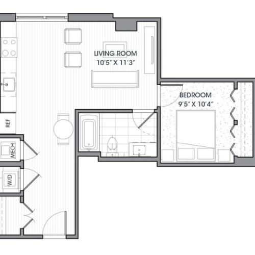 A4 | 1 bed 1 bath | from 632 square feet